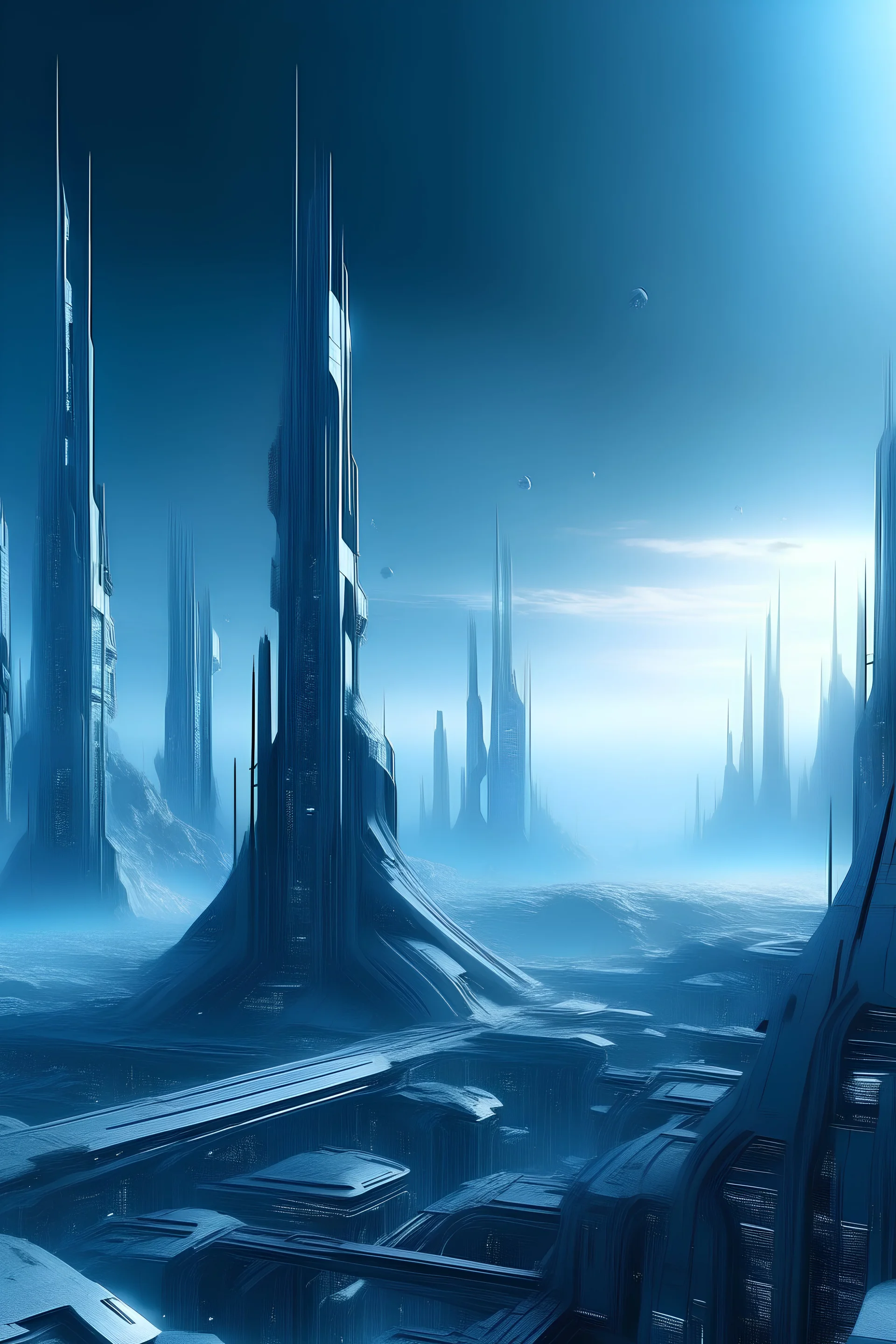 Cold Futuristic City In Space Gallery