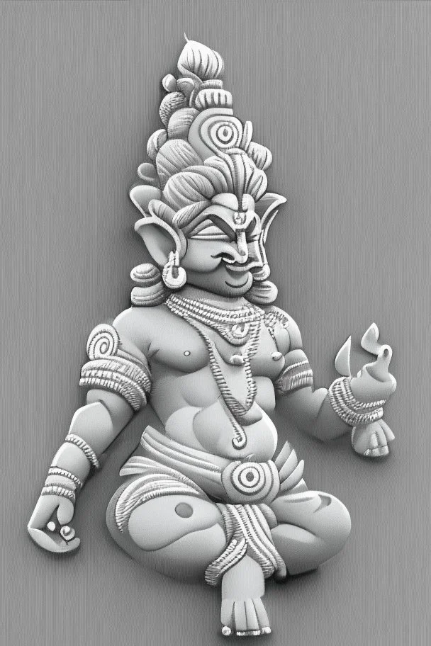 Hindu god Brahma，cute,sticker,Adobe Illustrator,grayscale,3D vector art,hand drawn, digital ,low-poly, retro aesthetic,Greek god with medium aesthetic theme, illustration, highly detailed, simple, smooth, clean vector, no jagged lines, smooth,