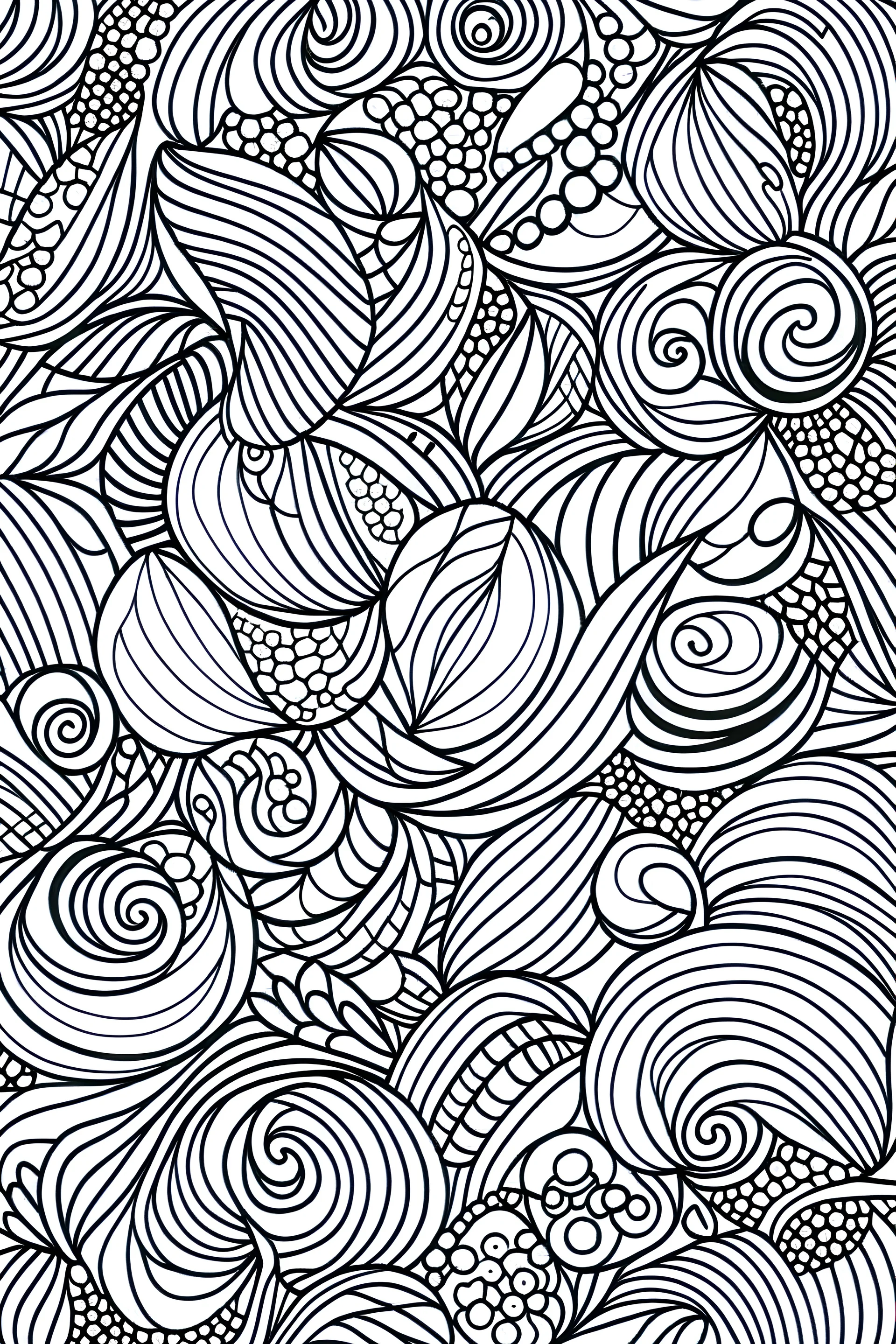 Easy Patterns Coloring page, shellfish, alming and Unique Coloring page for Kids for Relaxation, Mindfulness, and Creativity, white and black