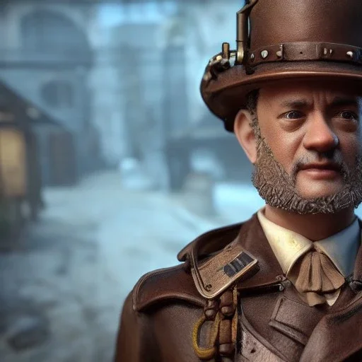 Tom Hanks steam punk character very detailed cinematic unreal engine photo realistic