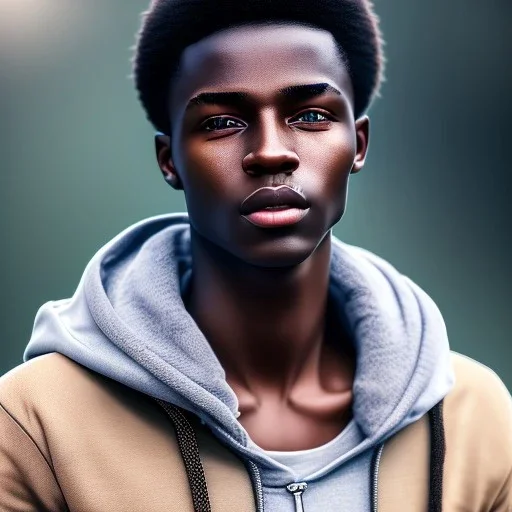 beautiful smooth realistic african male teen, run on dark cosmos background, dog еye, extremely sharp detail, finely tuned detail, ultra high definition, 8 k, unreal engine 5, ultra sharp focus, accurate sword wings, positive smile