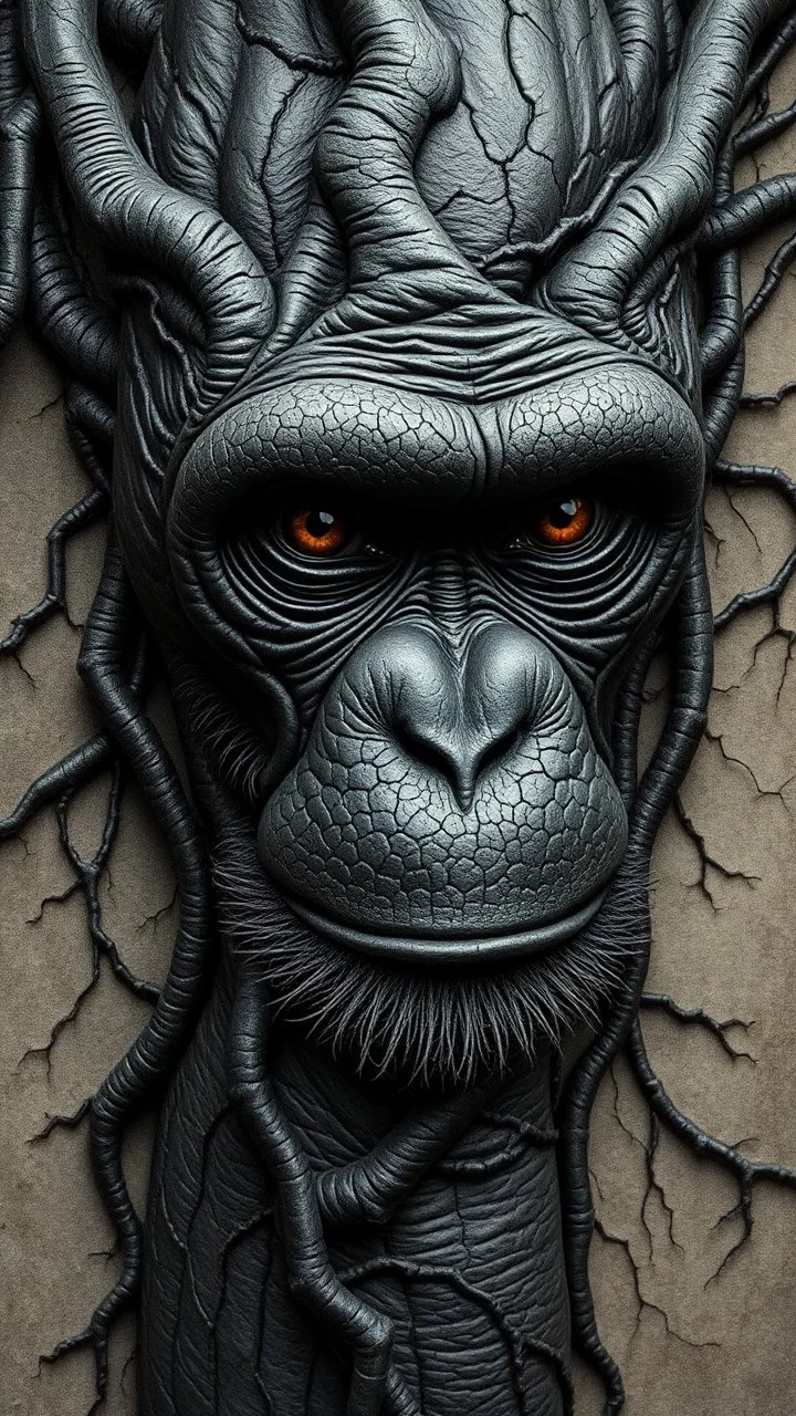 A monkey face black vein, human veins, mixing together a lot of them, like a forest, big and small veins a lot of them,