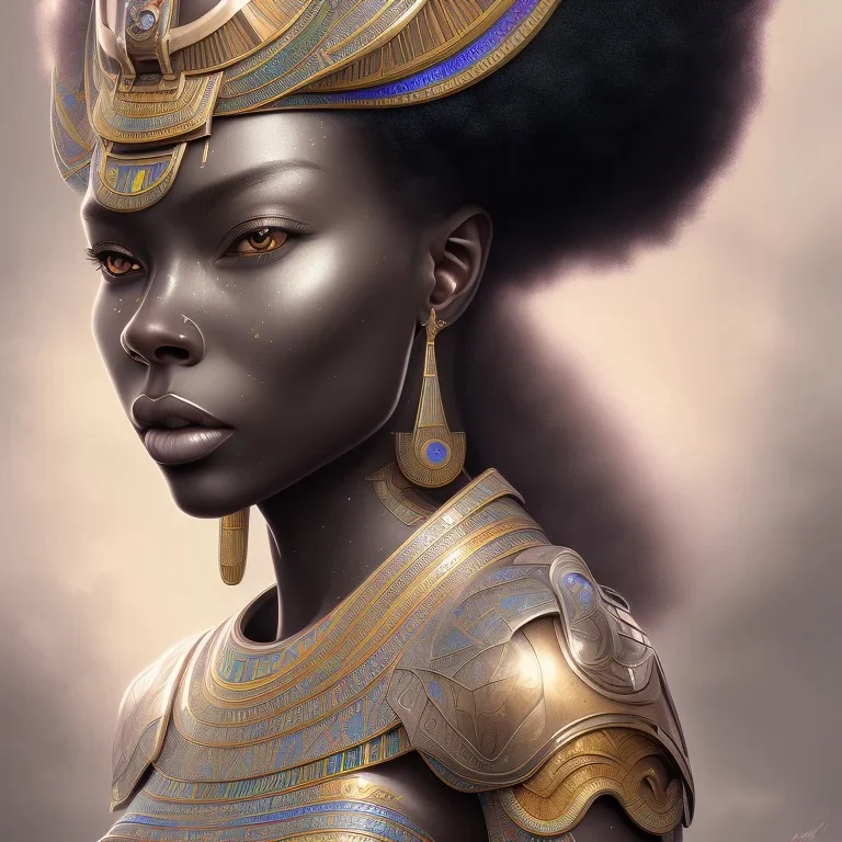 sango fantasy, fantasy magic, intricate, sharp focus, illustration, highly detailed, digital painting, concept art, matte, masterpiece head sexy African beauty black afro hair space lady silver tiger head Egyptian princess pyramid