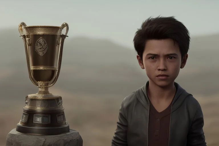 creative trophy look like boy 3d character