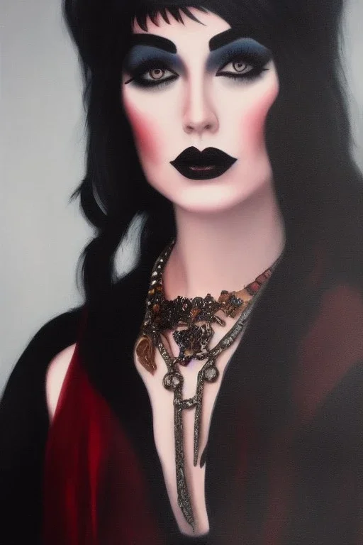 Full body portrait, painting, medium shot lady TraditionalGoth