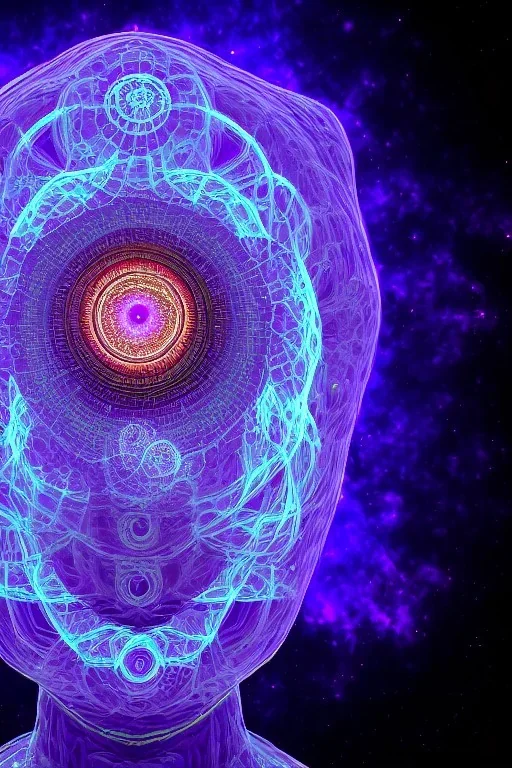 meditation, third eye, universe, fourth dimension, fractal, realistic, 8k, high quality, extreme detail