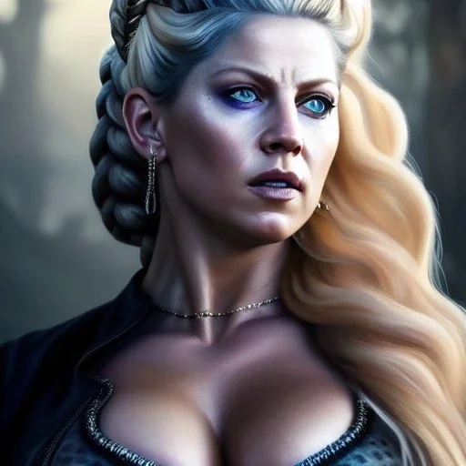 Ultra detailed fullbody Portrait in oil on canvas of busty Lagertha,extremely detailed digital painting,ultrarealistic skin,intense stare, extremely detailed face, crystal clear eyes, mystical colors ,perfectly centered image, perfect composition, rim light, beautiful lighting,masterpiece ,8k, stunning scene, raytracing, anatomically correct, in the style of Simon Bisley and Ohrai Noriyoshi and robert e howard and Steve Jung and Wizyakuza and uncannyknack.