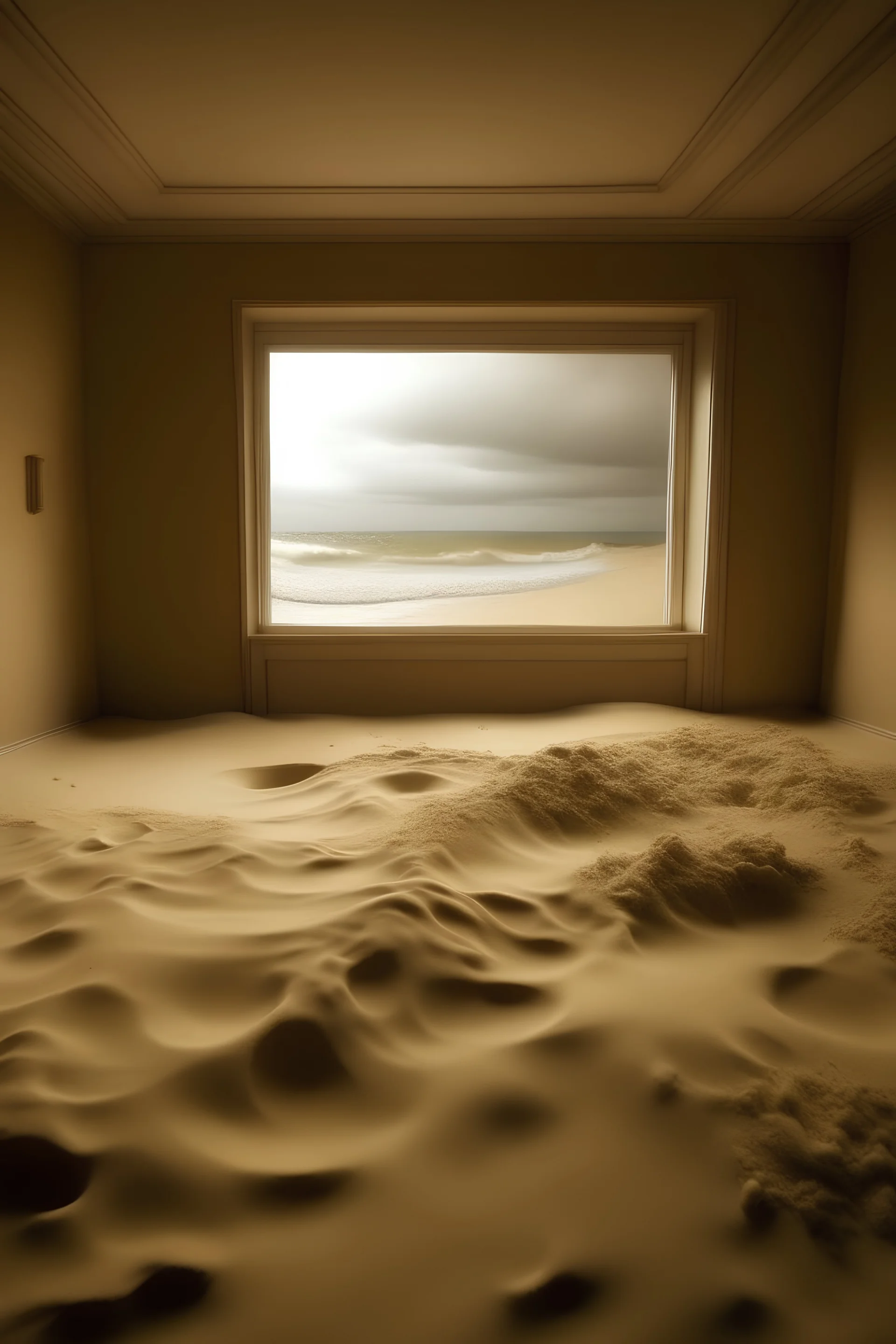 room full of sand with water texture