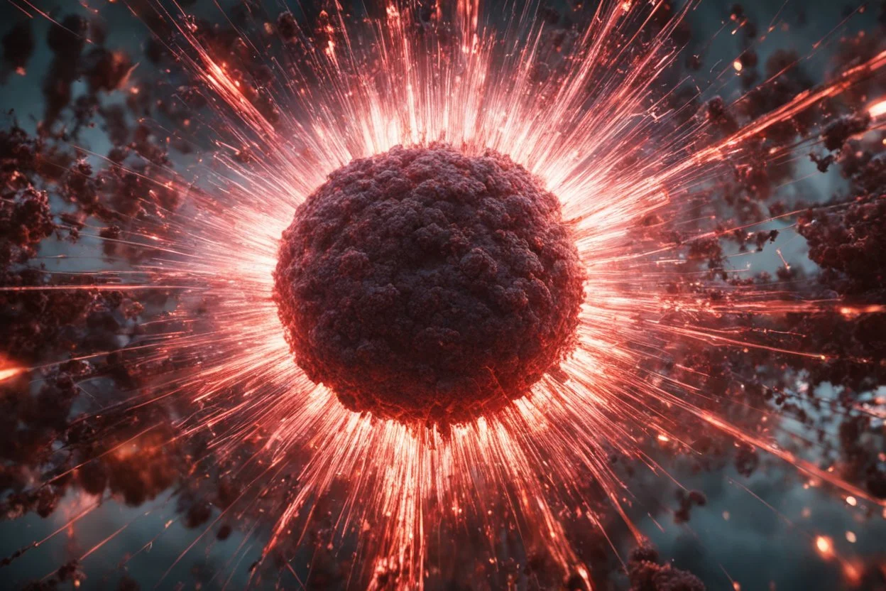 Atomic explosion, made of red vine, ULTRA REALISTIC, details, intricate detail, professional lighting, film lighting, 35mm, anamorphic, lightroom, cinematography, bokeh, lens flare, film grain, hdr10, 8k, Roger Deakins, incredibly detailed, reflect, sharpen