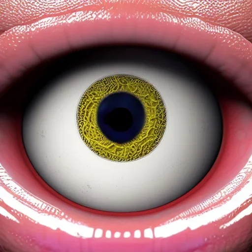 close-up portrait of human eye with open mouth and teeth inside, ultra-realistic, intricate, 8k resolution, high-quality, fine-detail, digital art, detailed matte, volumetric lighting, dynamic lighting, photorealistic, 3d octane render, illustration,