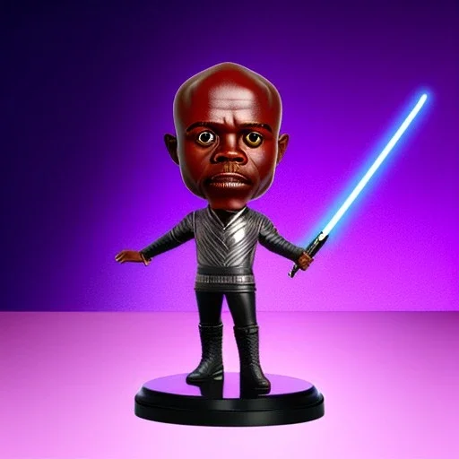 Bald Plastic macewindu purple bobblehead with boots