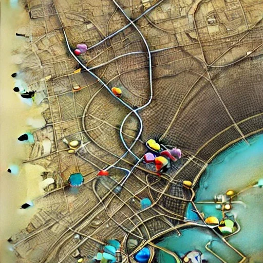 colored pins positioned throughout a map, roads and highways, desaturated colored map, highly detailed, intricate design, smooth, realistic render, Artstation, smooth, sharp focus, illustration, artgerm, tomasz alen kopera, peter mohrbacher, donato giancola, joseph christian leyendecker, wlop, boris vallejo