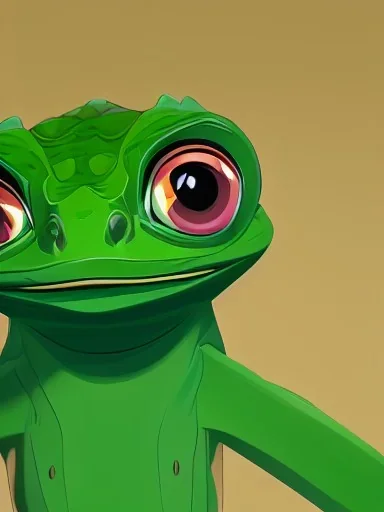 a green gecko with big eyes staring at you portrait minimalist