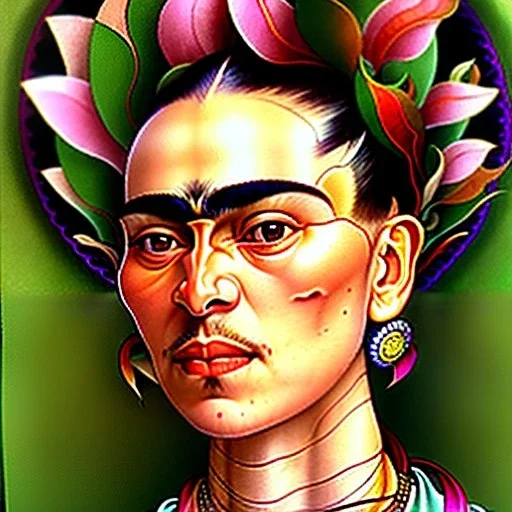 A beautiful portrait of Frida Kahlo by alphonse mucha, japanese tatoos, 4k, high details