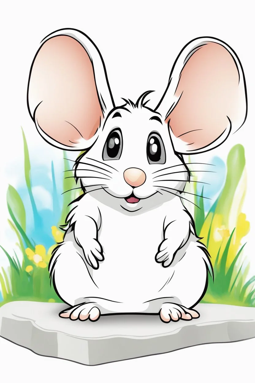 blank colouring book, white blank background, simple picture for toddlers, hamster, disney and pixar style