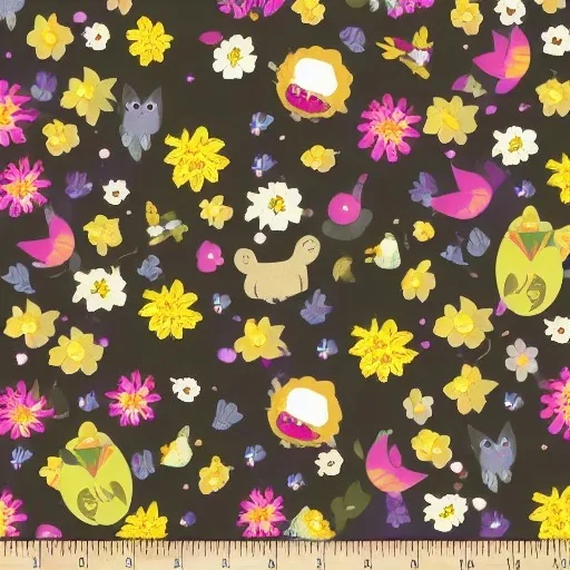 flowers and cats in outer space neutral colors