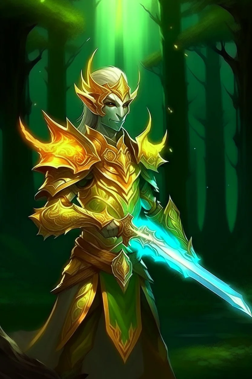 wood elf paladin glowing radiant sword