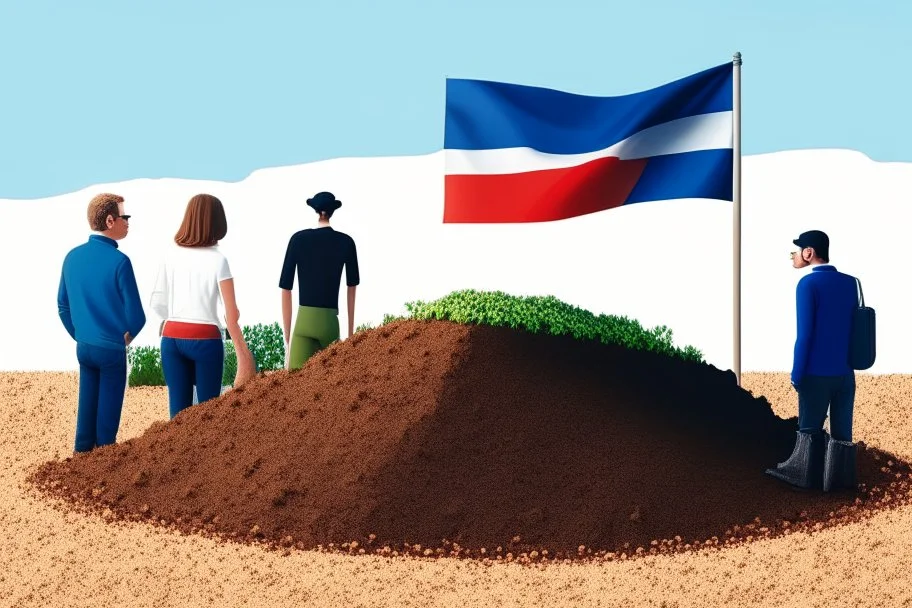 French flag near people talking about soil strategy