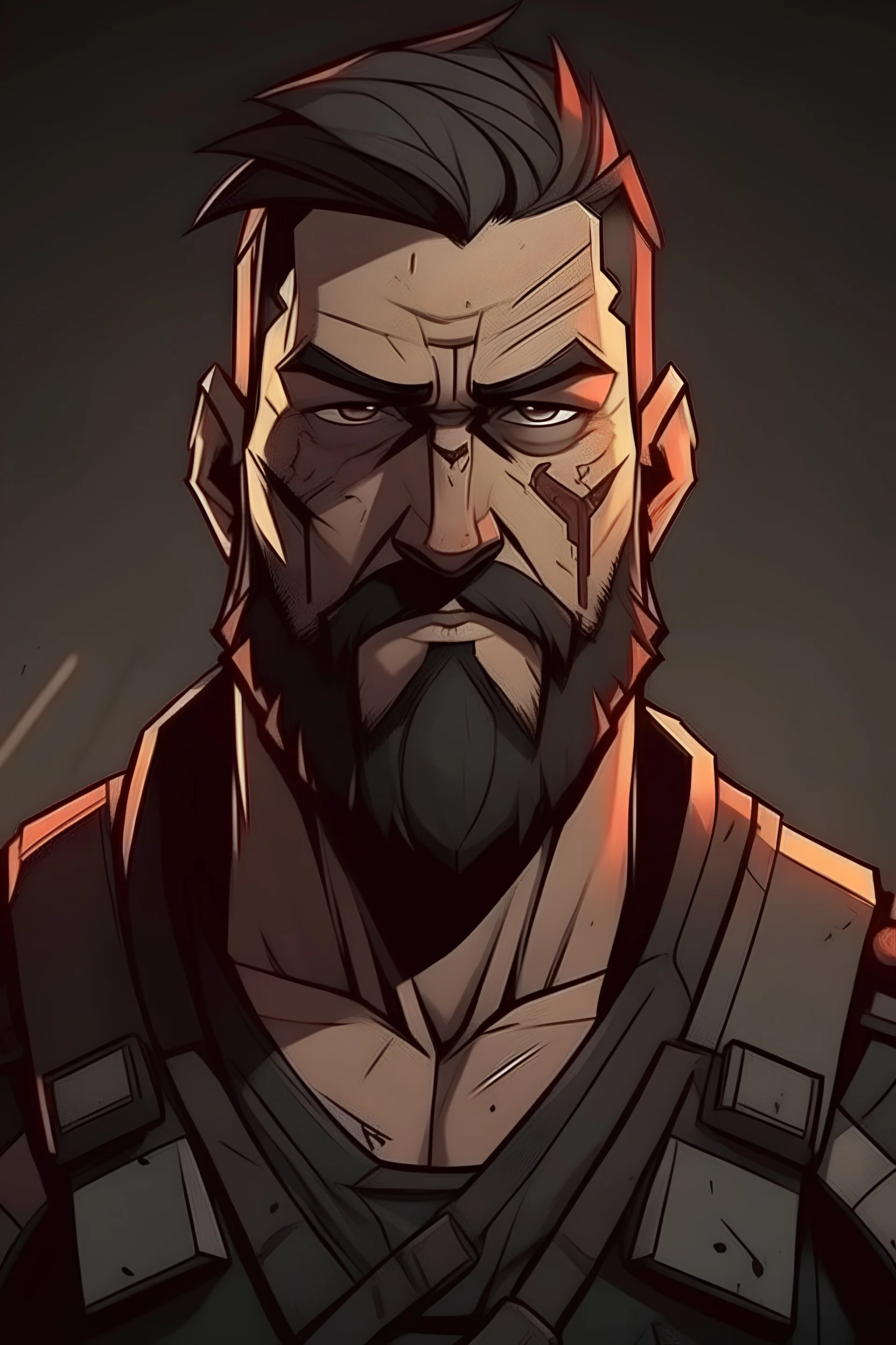 portrait of a strong person from the apocalypse in a video game style