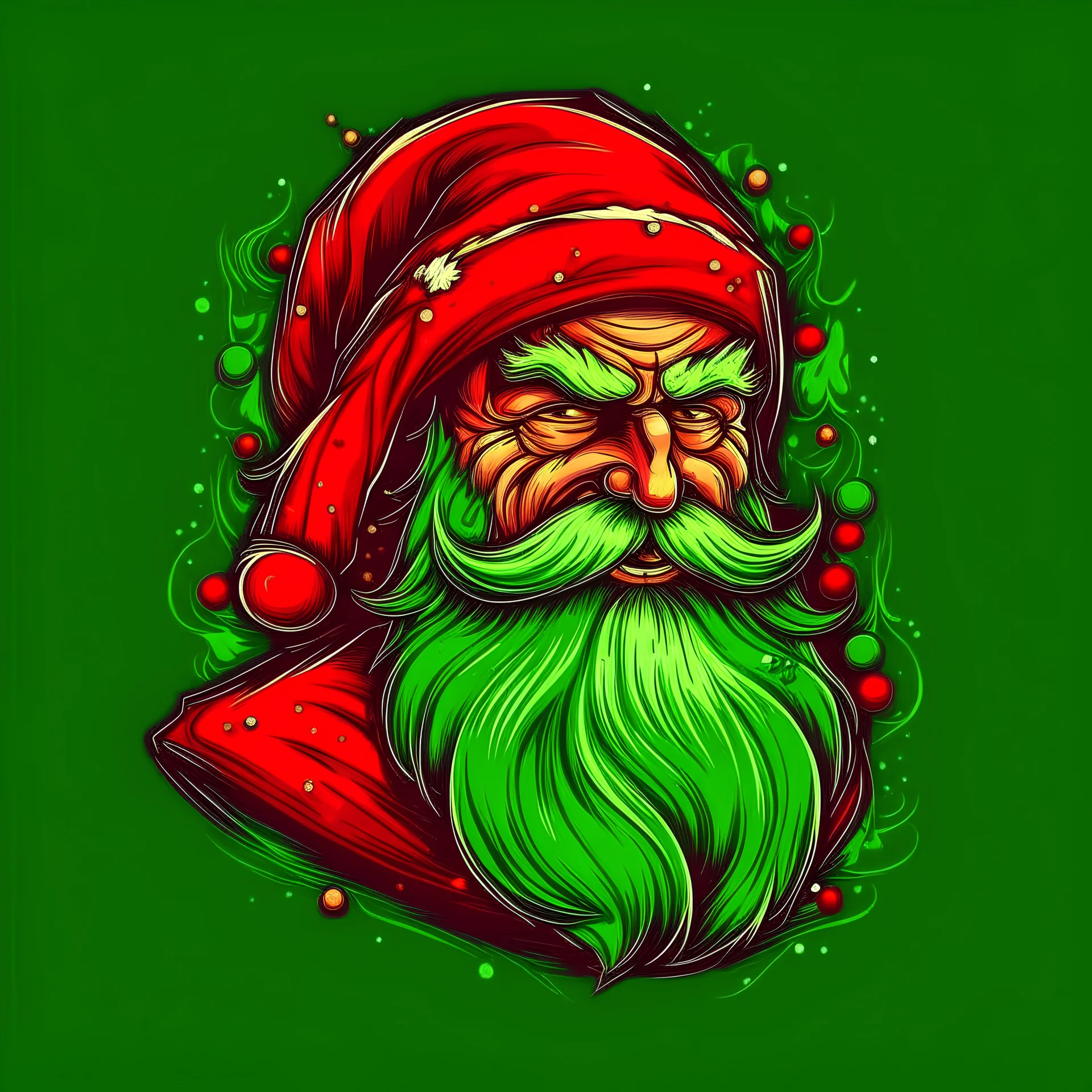 papai noel nas cores verde e vermelho