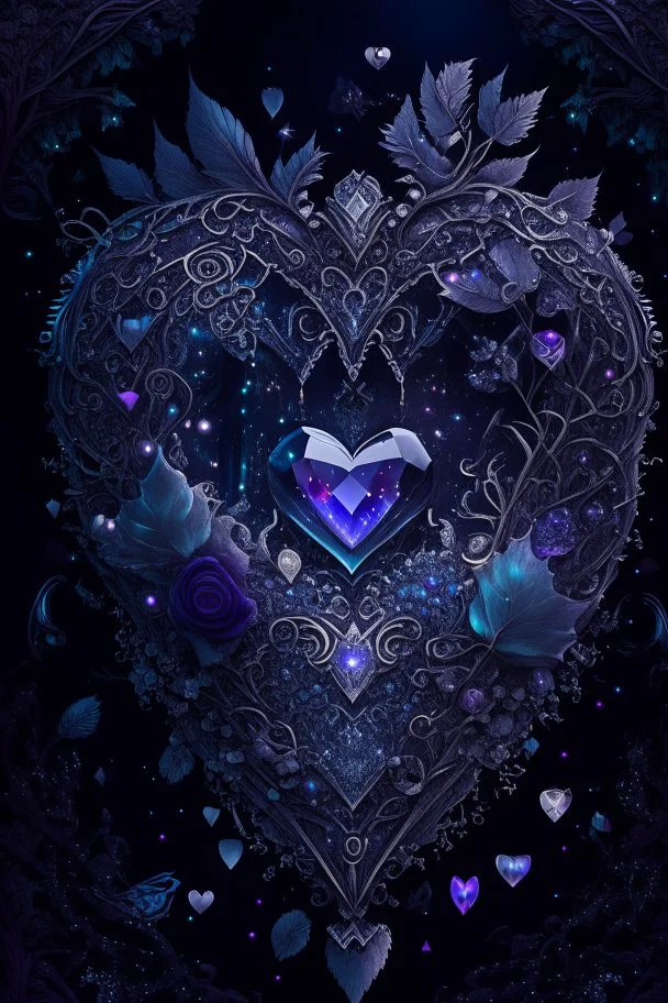 dark fantasy, intricate cover, a whimsical fairytale, heart made of crystals