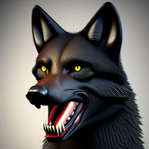 black alpha wolf baring teeth photorealistic