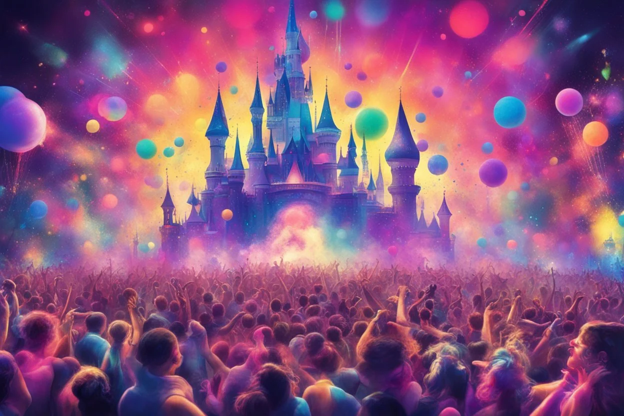 nostalgic Blast from the Past rave party cheerfull disney abstract