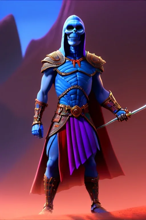 hyper realist, hyper detailed, stunningly ugly Skeletor, mo-di Cartoon style