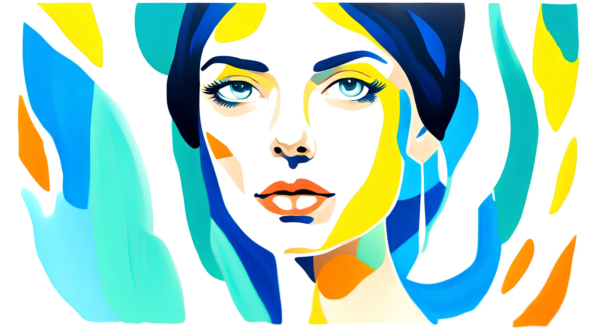 A captivating front view artwork in the vibrant style of gouache painting, showcasing the striking portrait of a woman in her mid-twenties. The intricate brushstrokes bring out the depth and character of her face, capturing her unique features with remarkable detail.