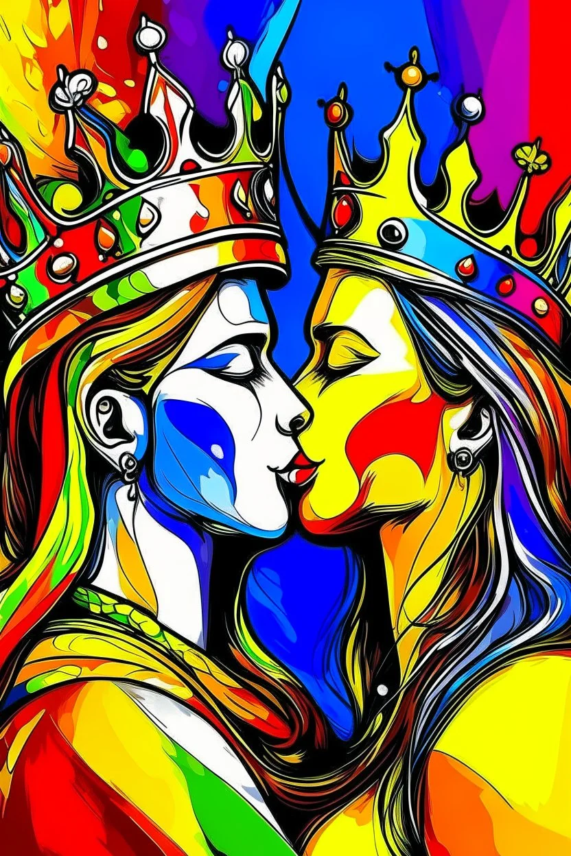 King and Queen, colorfull, loving, pretty, kissing,