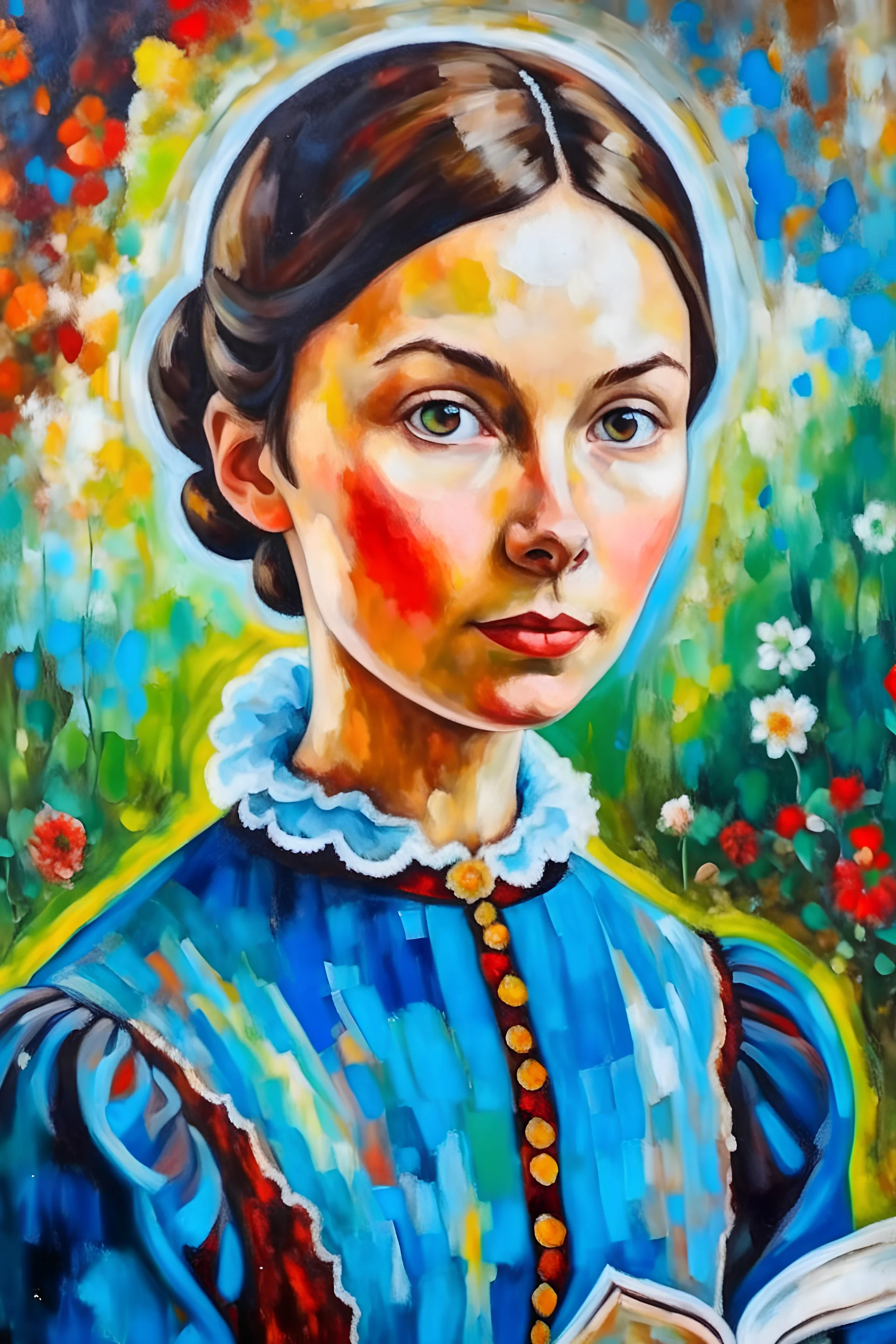 Young Emily Dickinson portrait by Bekir Salim, Fine Art, Art Deco, Abstract Realism, Figurative, high quality, historical