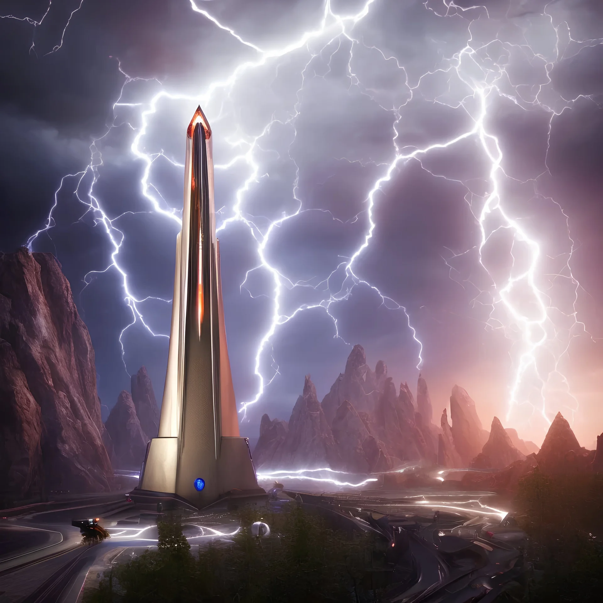 nicola tesla, TESLA TOWER, shock, storm, 3d, hiper realism, unreal engine, v-ray, lightning, 8K, BEALTFUL IMAGE