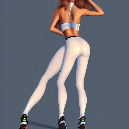 Rear view, young girl in leggins