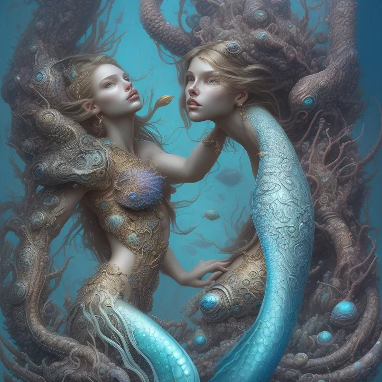 sango fantasy, fantasy magic, intricate, sharp focus, illustration, highly detailed, digital painting, concept art, matte, artgerm and paul lewin and kehinde wiley, masterpiece sexy lips African lady crab body mermaid turquoise space lady beach sea under water mermaid seaweed