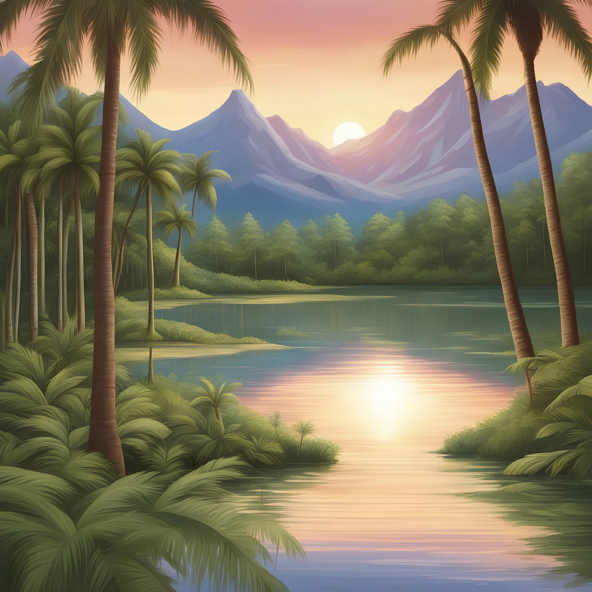 Nature Scenes: Lush green forests Sunset or sunrise over a serene lake Snow-covered mountains Tropical beaches with palm trees