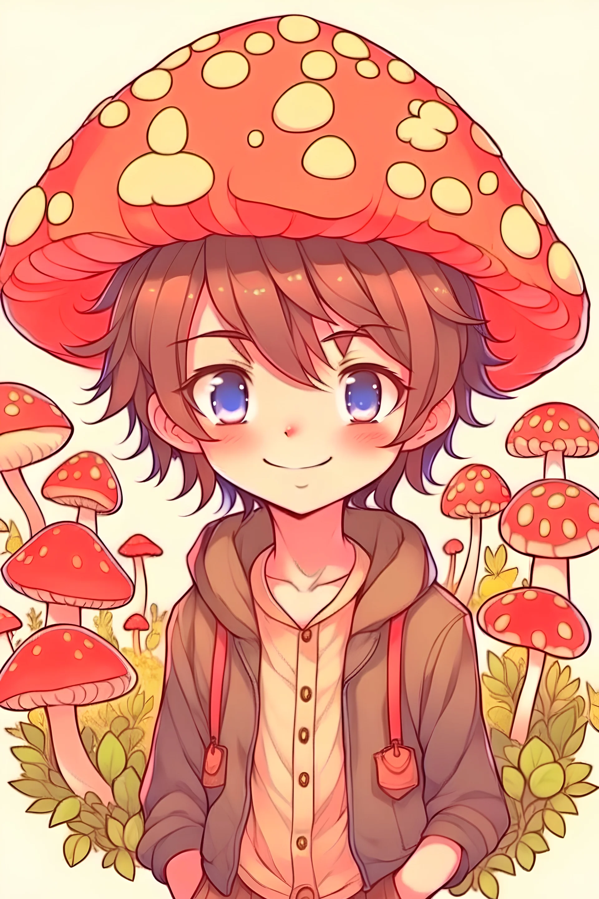 stabilityai/stable-diffusion · mushrooms in a forest with blue sky, anime  with the style of Makoto Shinkai