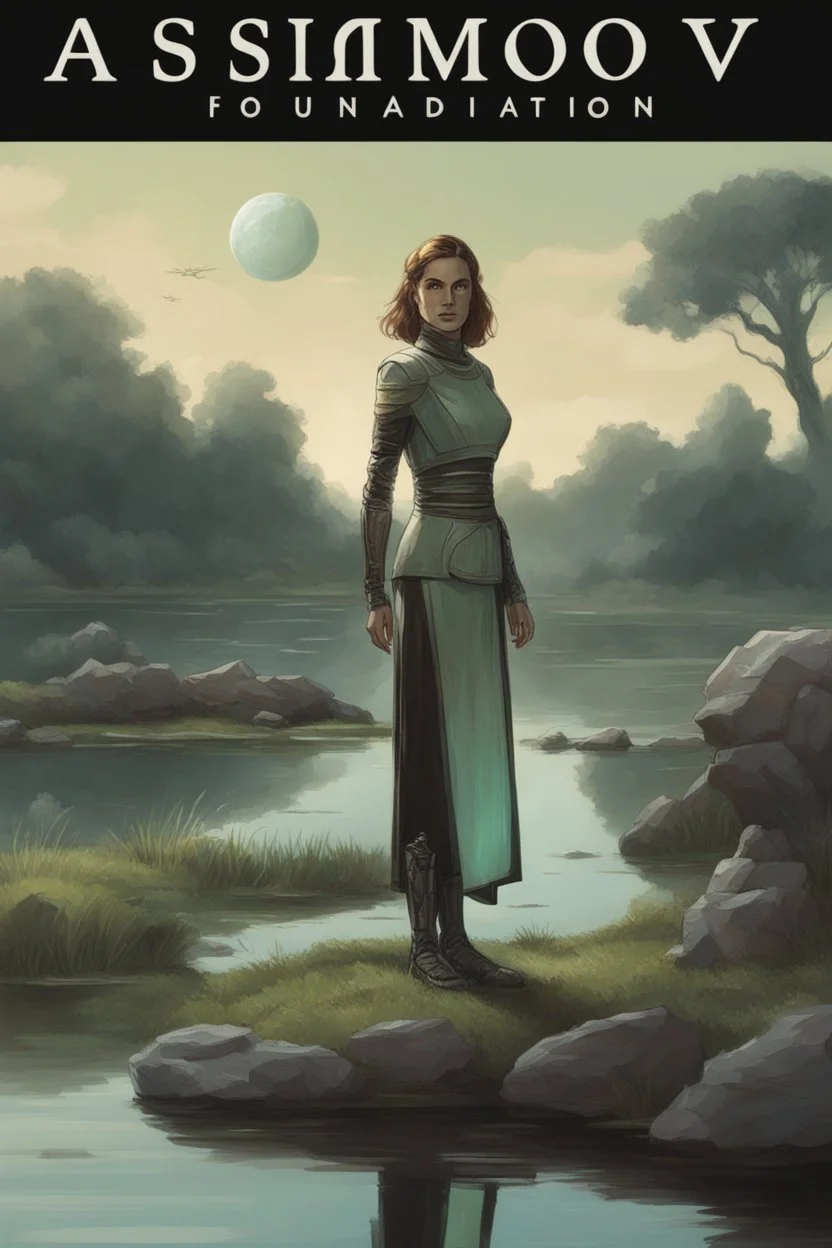 [Asimov's Foundation] A woman in scifi outfit around a pond