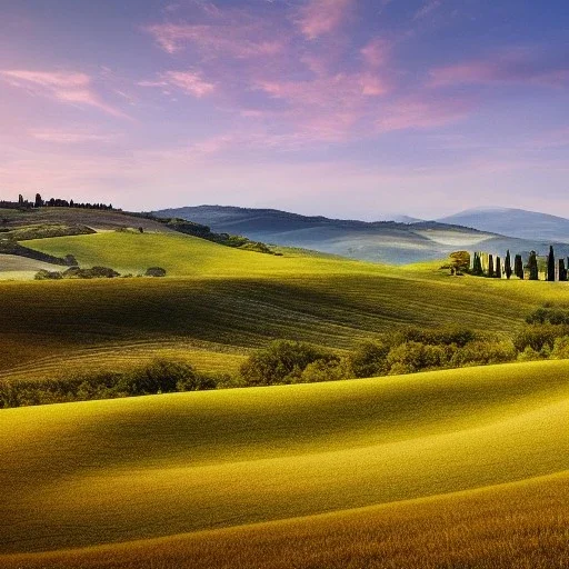 Tuscany hills, beautiful landscape, realistic and natural, detailed full-color, nature, hd photography, galen rowell, david muench, perfect composition, gloss, hyperrealism