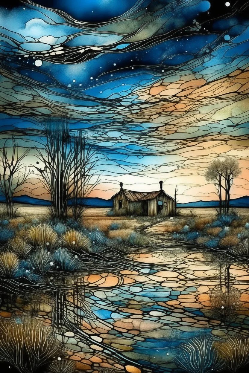 The place where the Dream and its followers live. A reflection of the sky. Watercolor, new year, fine drawing, beautiful landscape, pixel graphics, lots of details, delicate sensuality, realistic, high quality, work of art, hyperdetalization, professional, filigree, hazy haze, hyperrealism, professional, transparent, delicate pastel tones, back lighting, contrast, fantastic, nature+space, Milky Way, fabulous, unreal, translucent, glowing