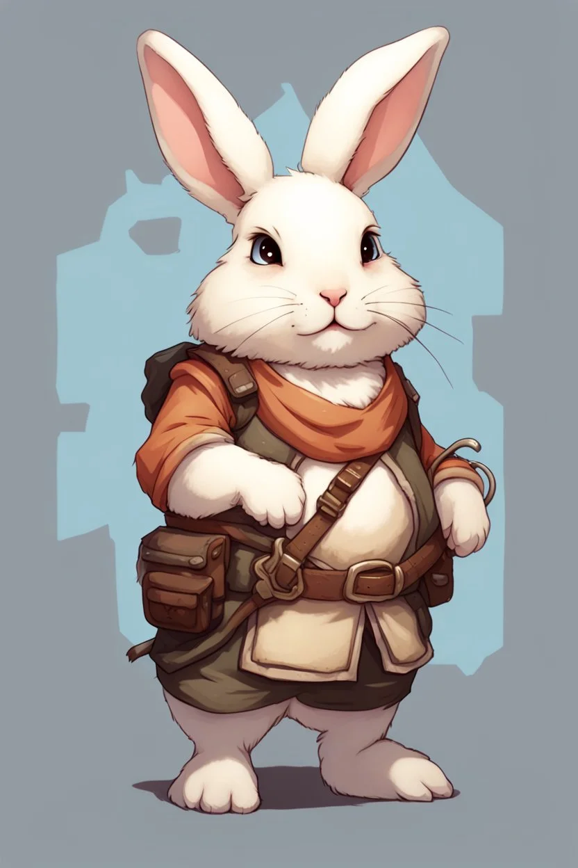 Cute fat bunny floppy ears adventurer dnd art realism