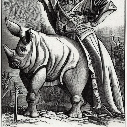 A Rhino-man Merchant with psychic powers from the medieval times