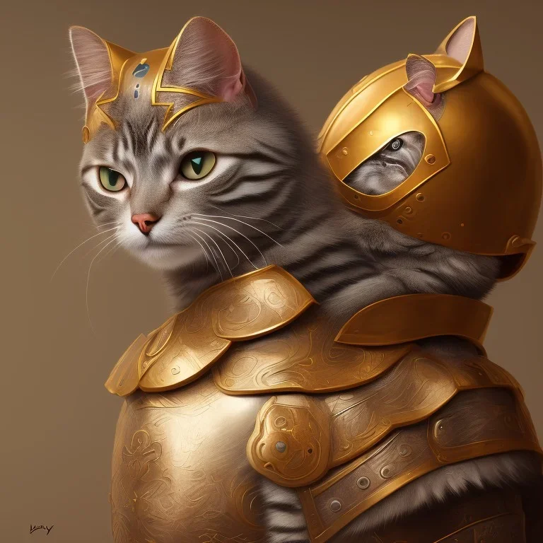 a cat wearing a medieval helmet, high detail, photo, kybernetic, 8k, ray-tracing