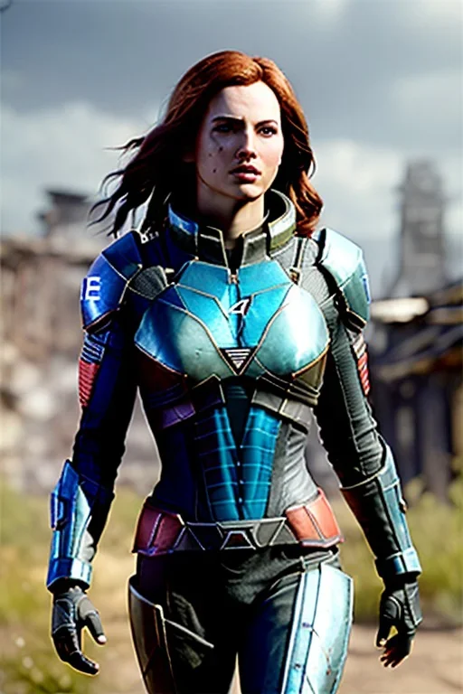 ultrarealistic, ruined city,__mass effect armor__, __angles__, 19 year old woman, strikingly beautiful, ginger hair, silver colour, [__starlets__|__starlets__], (pale __skincolor__ skin:1.2), __camera__, _hair_, detailed face and eyes, medium breasts, leather choker, freckles, dynamic pose, resolved expression, __accessory__, strappy outfit, (straps:1.1), sword in scabard on left hip, (buckles, buttons, snaps, rings:1.0), haltertop style breastplate, detailed eyes, plump lips, sci-fi theme