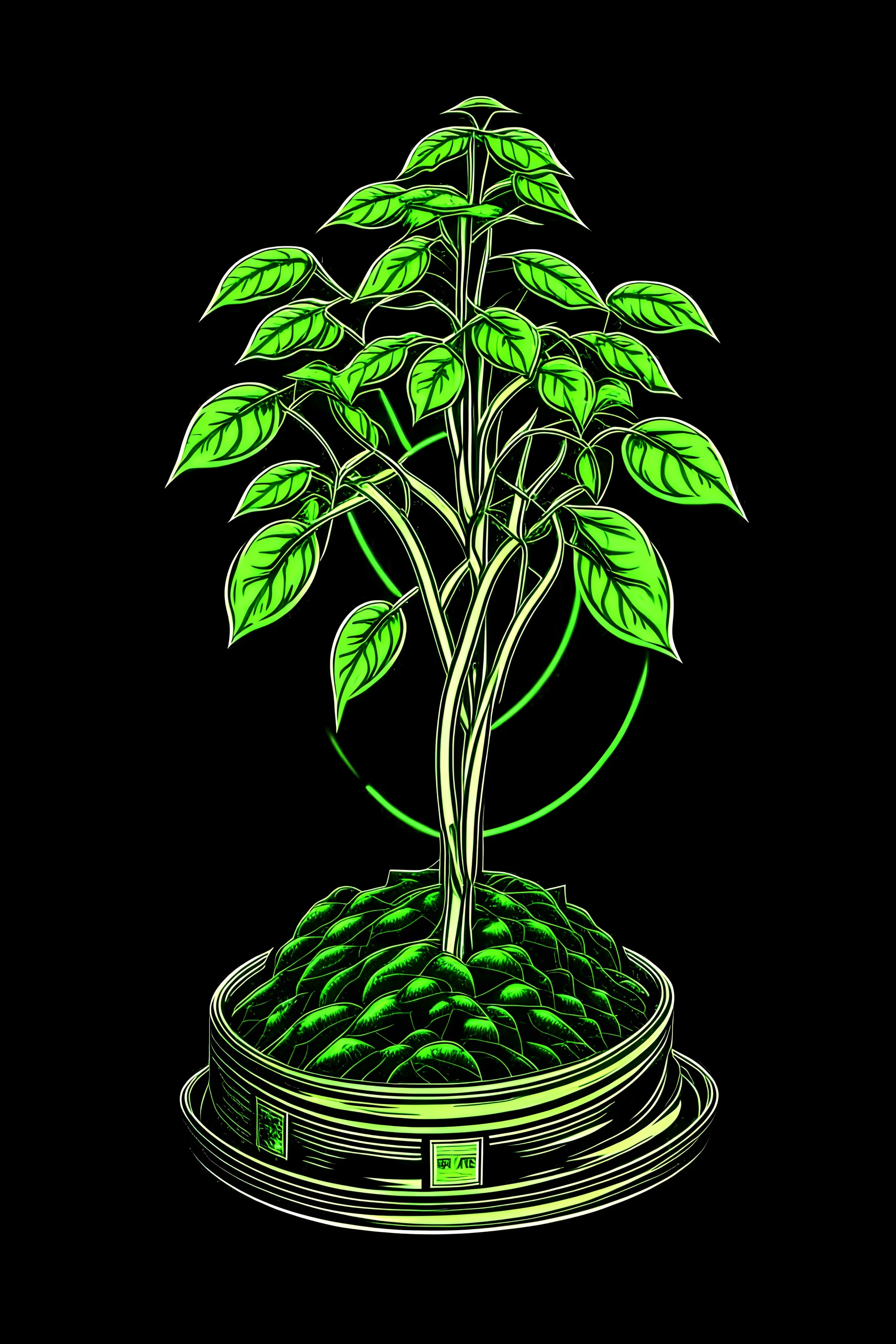 Growing money plant underground logo cyberpunkcolor