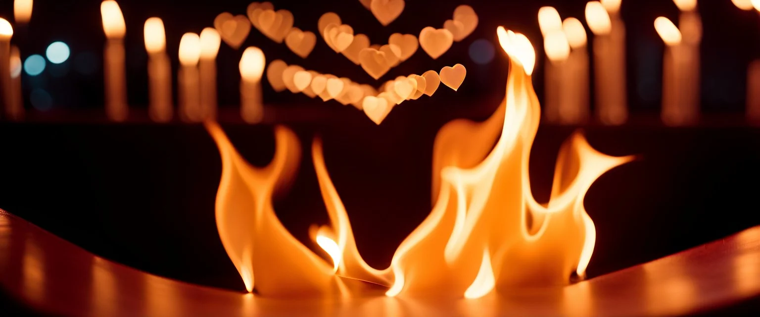 Heart Emoji on fire, cinematic, Fuji Film, Anamorphic lens, deep depth of field,