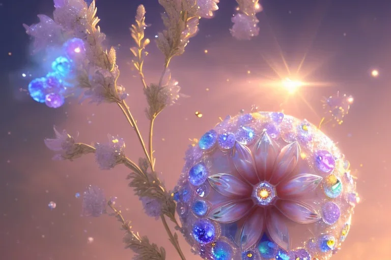 one big crystal subtle flower in a galactic ambiance of the sky, transparent petals, delicate colors, in the foreground, full of details, smooth, bright sunshine，soft light atmosphere, light effect，vaporwave colorful, concept art, smooth, extremely sharp detail, finely tuned detail, ultra high definition, 8 k, unreal engine 5, ultra sharp focus