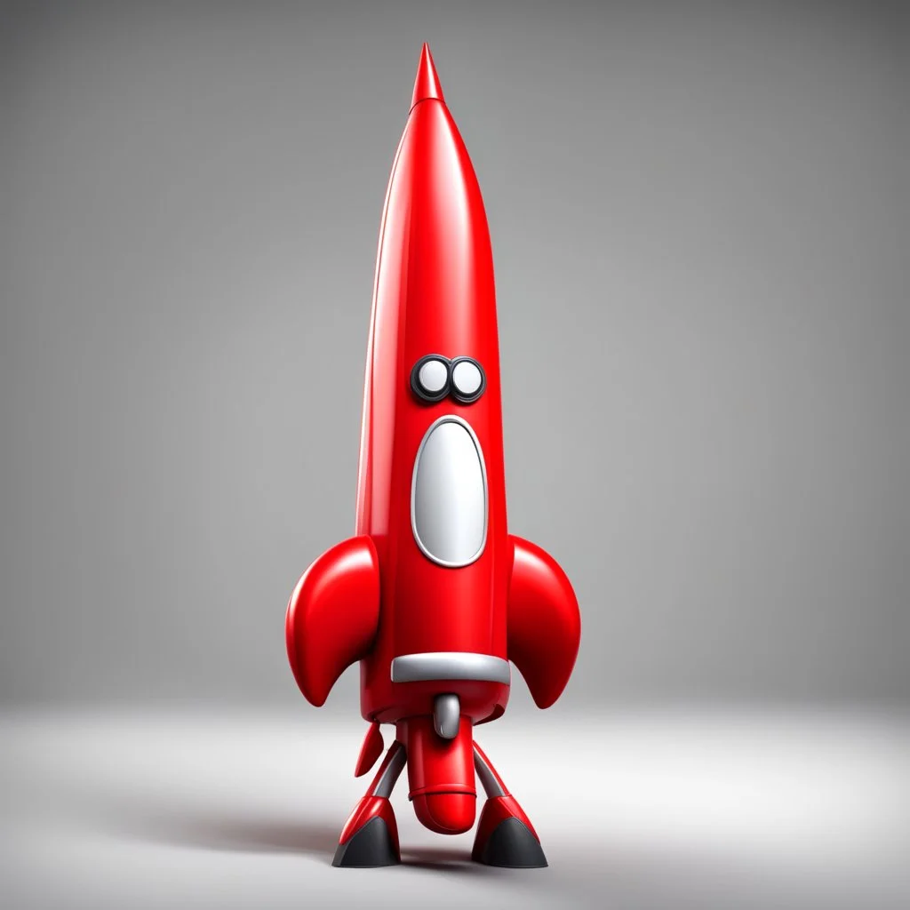 red rocket cartoon stylized 3d