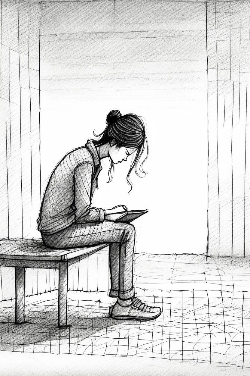 A lonely figure, their sketches reflecting the sadness of their heart.