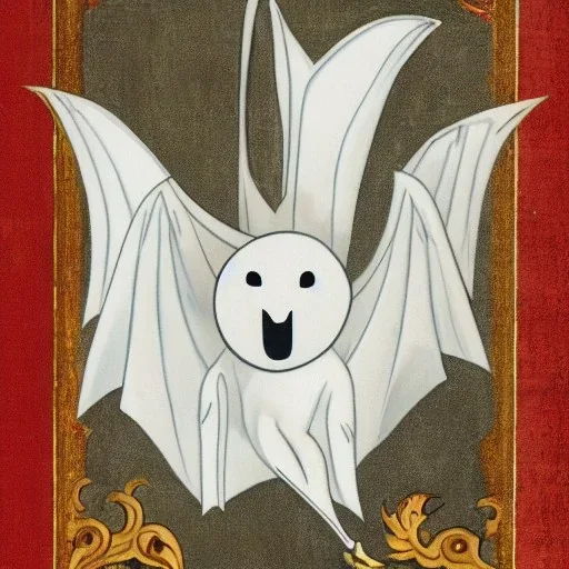 White monster bat with no eyes and long limbs as a Russian Orthodox