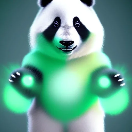 A panda furry with mint fur color that can use ice rainbow superpowers